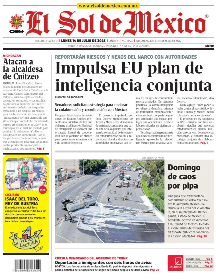 Portada de El Sol de Mexico