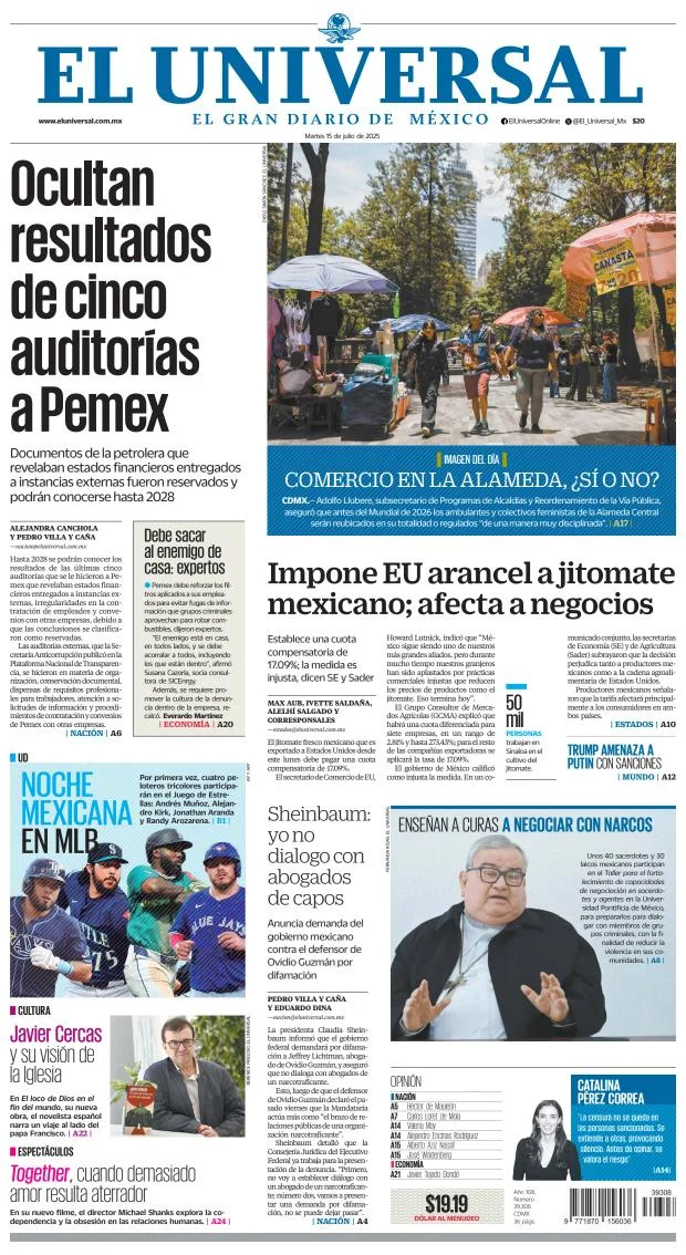 Portada de El Universal