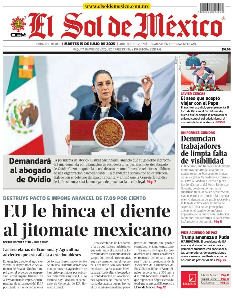 Portada de El Sol de Mexico