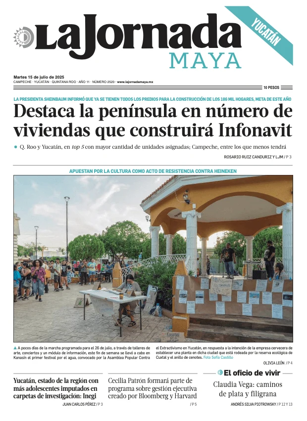 Portada de La Jornada Maya Yucatán del martes, 15 de julio de 2025