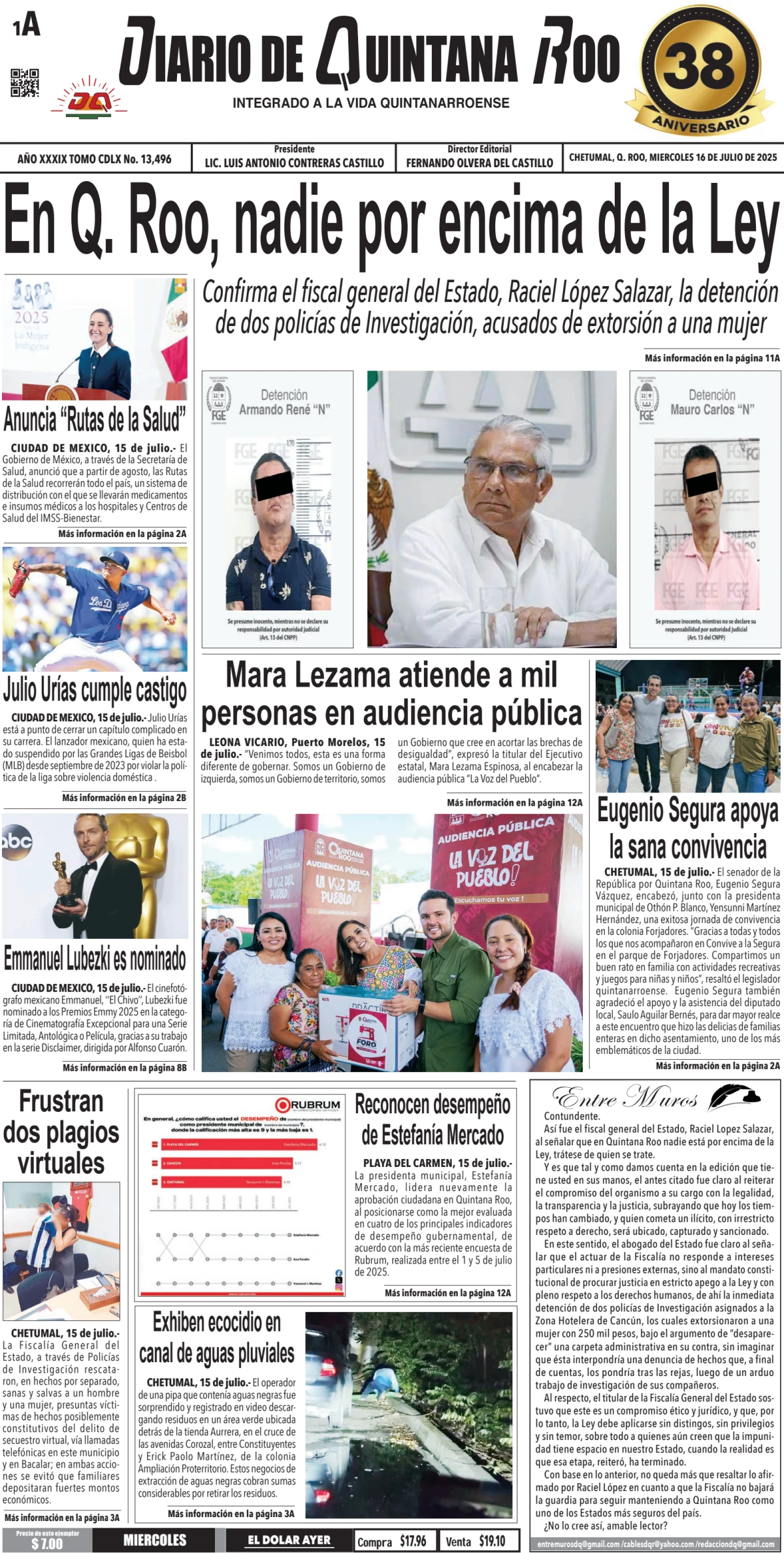 Portada de Diario de Quintana Roo (portada)
