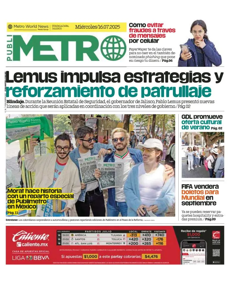 Portada de Publimetro Guadalajara del 2025-07-16