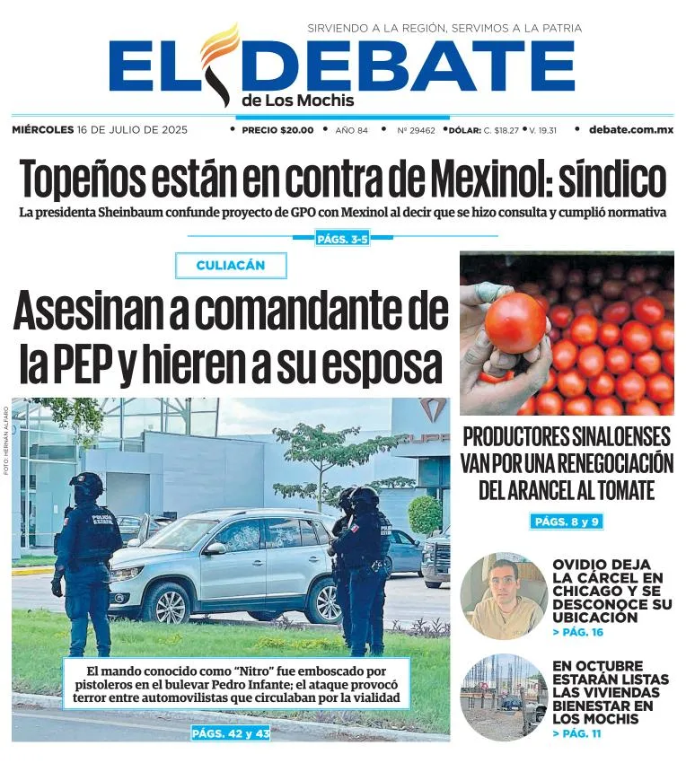 Portada de El Debate de los Mochis del 2025-07-16