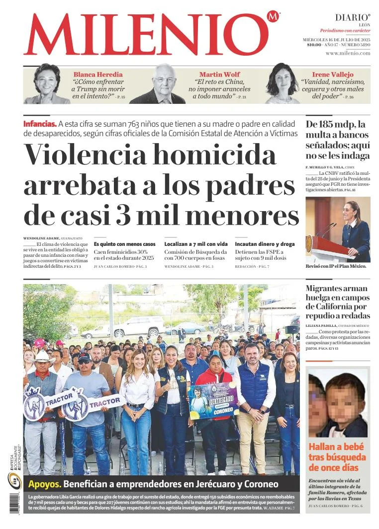 Portada de Milenio Leon del miércoles, 16 de julio de 2025