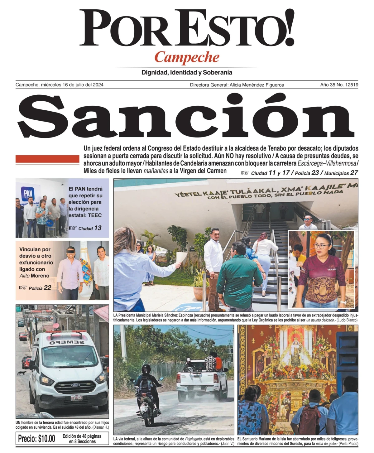 Portada de Por Esto (campeche) del martes, 16 de julio de 2024