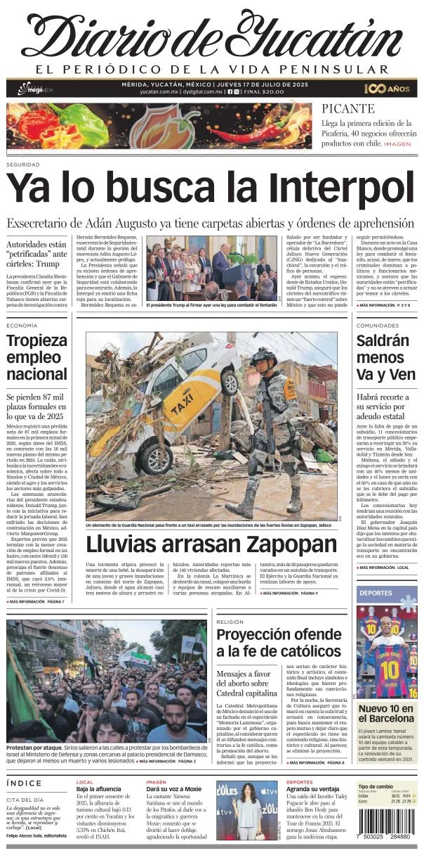 Portada de Diario de Yucatán