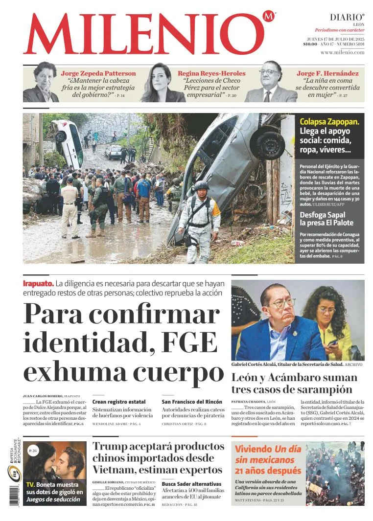 Portada de Milenio Leon del jueves, 17 de julio de 2025