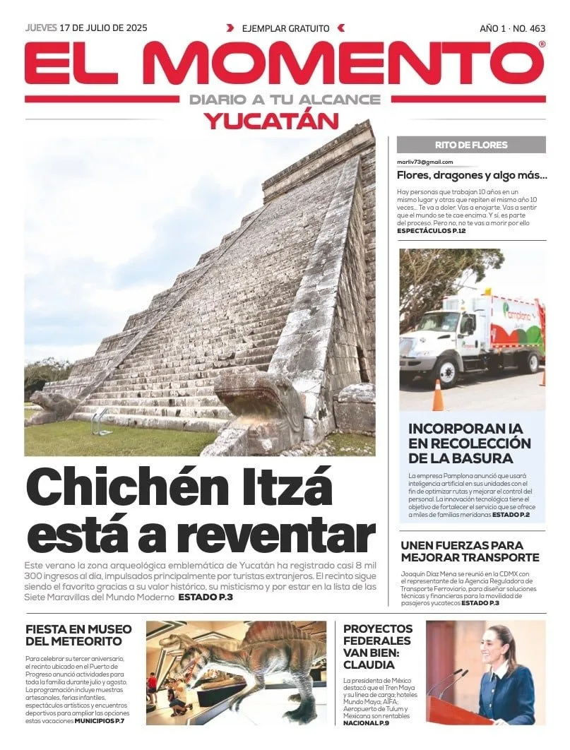 Portada de El Momento Yucatan del jueves, 17 de julio de 2025