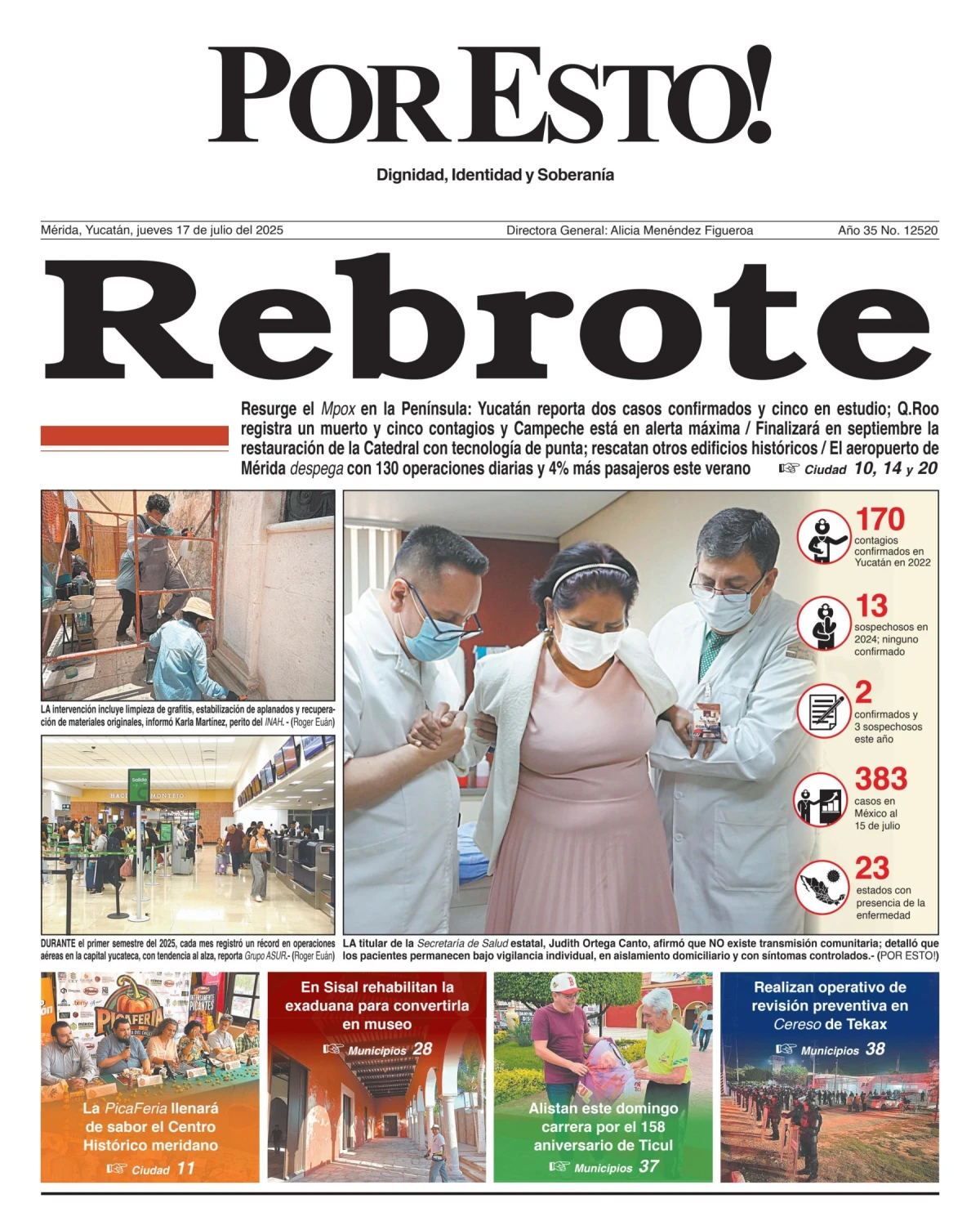 Portada de Por Esto (merida, Yucatan) del jueves, 17 de julio de 2025