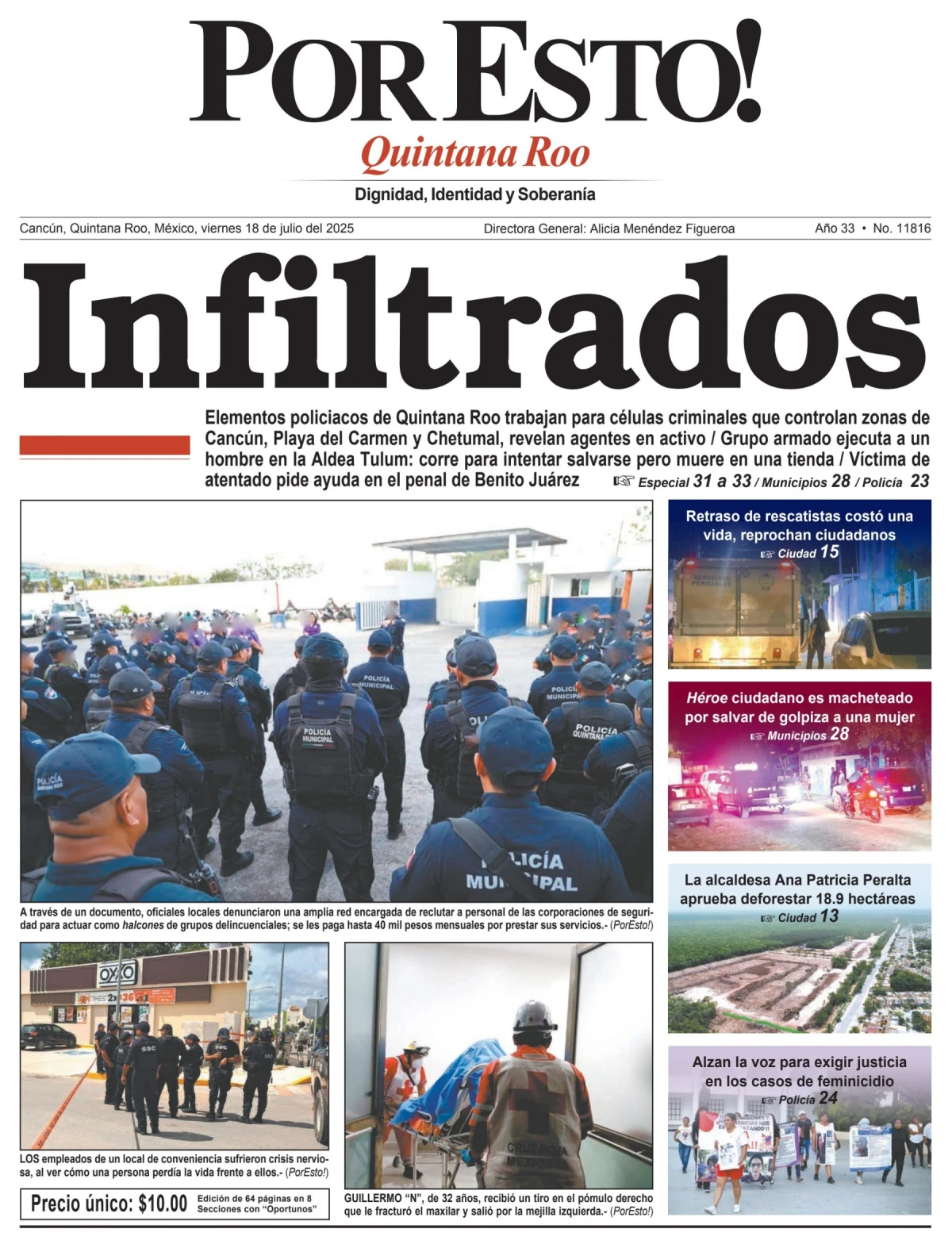 Portada de Por Esto (quintana Roo Cancun) del viernes, 18 de julio de 2025