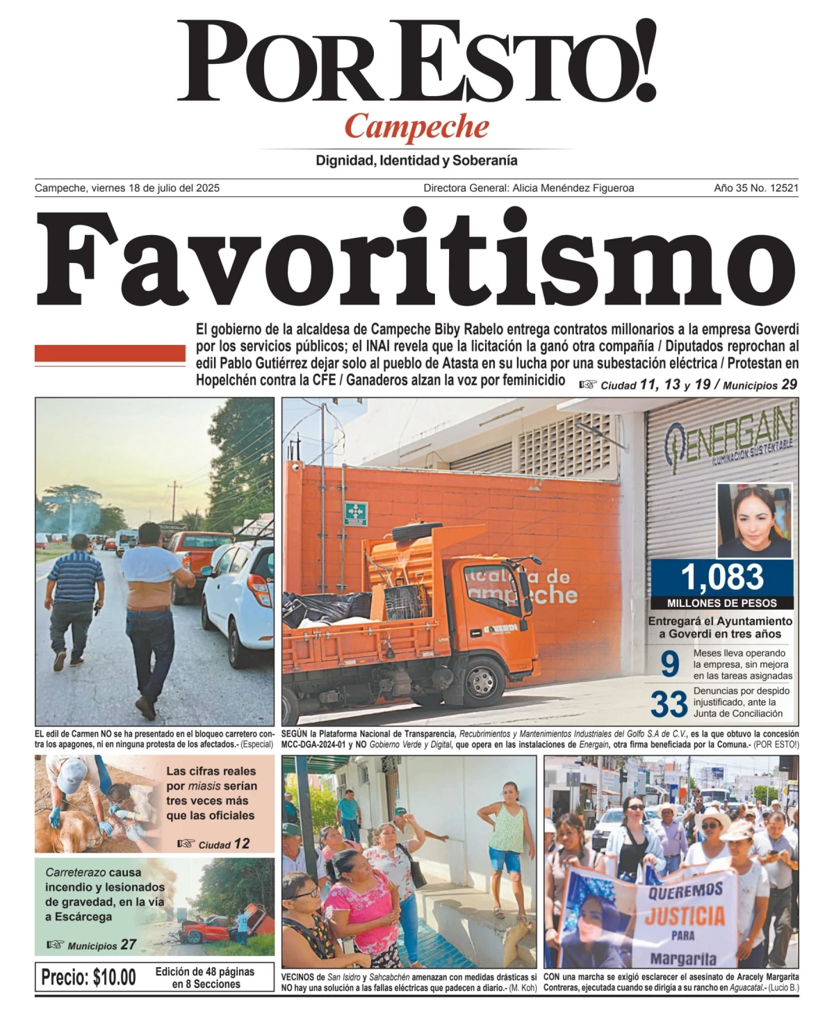 Portada de Por Esto (campeche) del viernes, 18 de julio de 2025