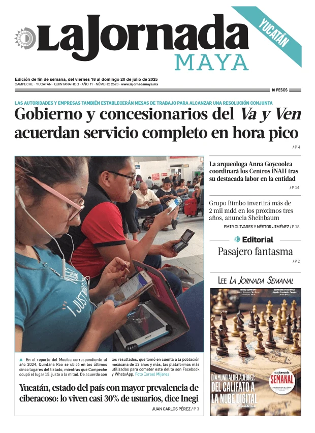 Portada de La Jornada Maya Yucatán del viernes, 18 de julio de 2025