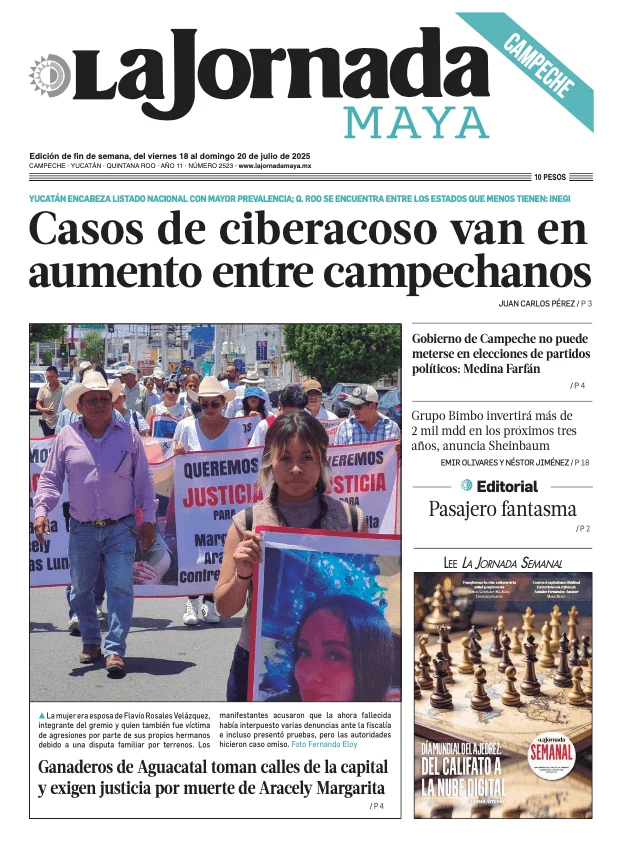 Portada de La Jornada Maya Campeche del viernes, 18 de julio de 2025