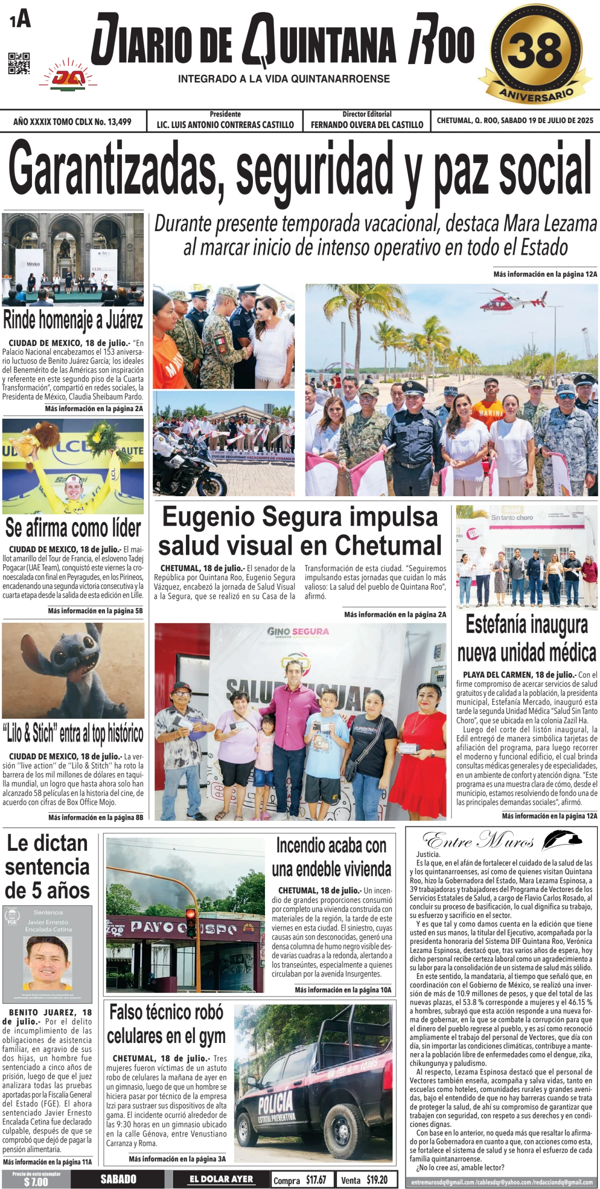 Portada de Diario de Quintana Roo (portada)