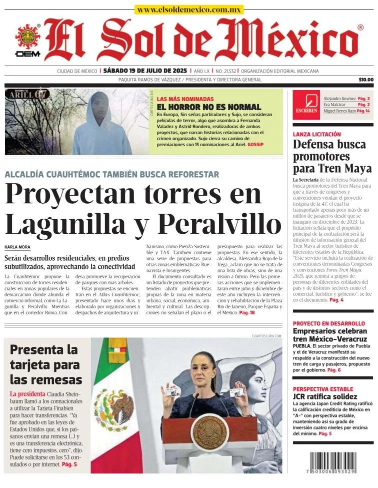 Portada de El Sol de Mexico