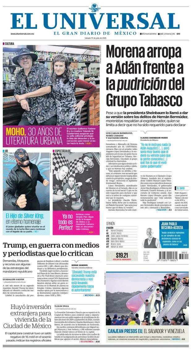 Portada de El Universal