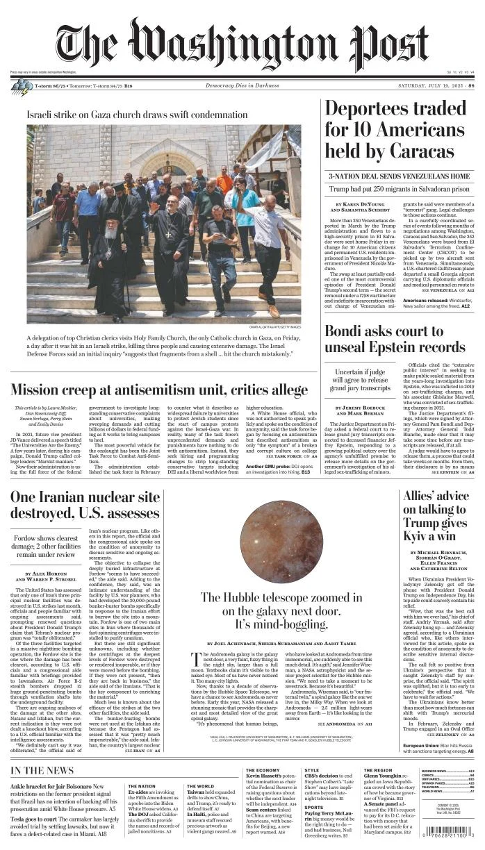 Portada de The Washington Post