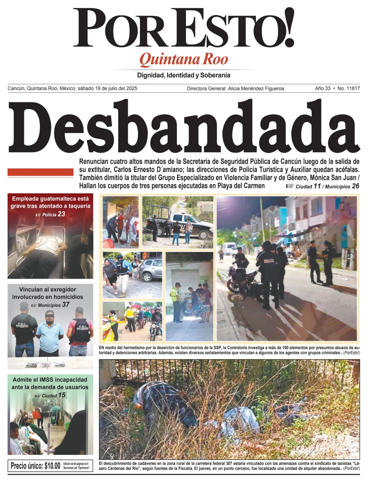 Portada de Por Esto (quintana Roo Cancun) del sábado, 19 de julio de 2025