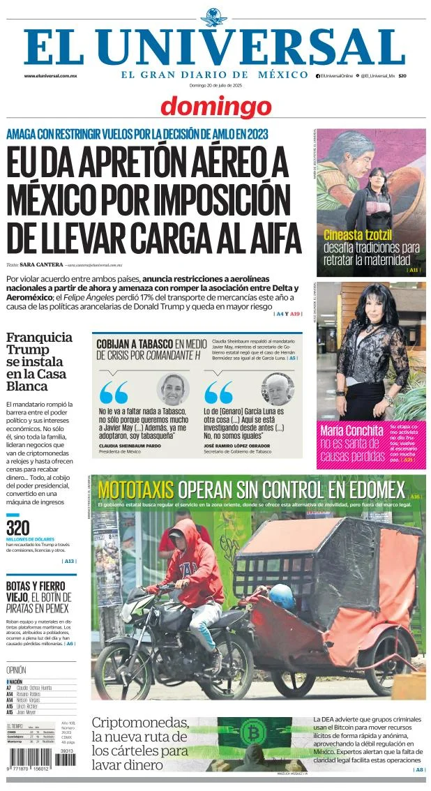 Portada de El Universal