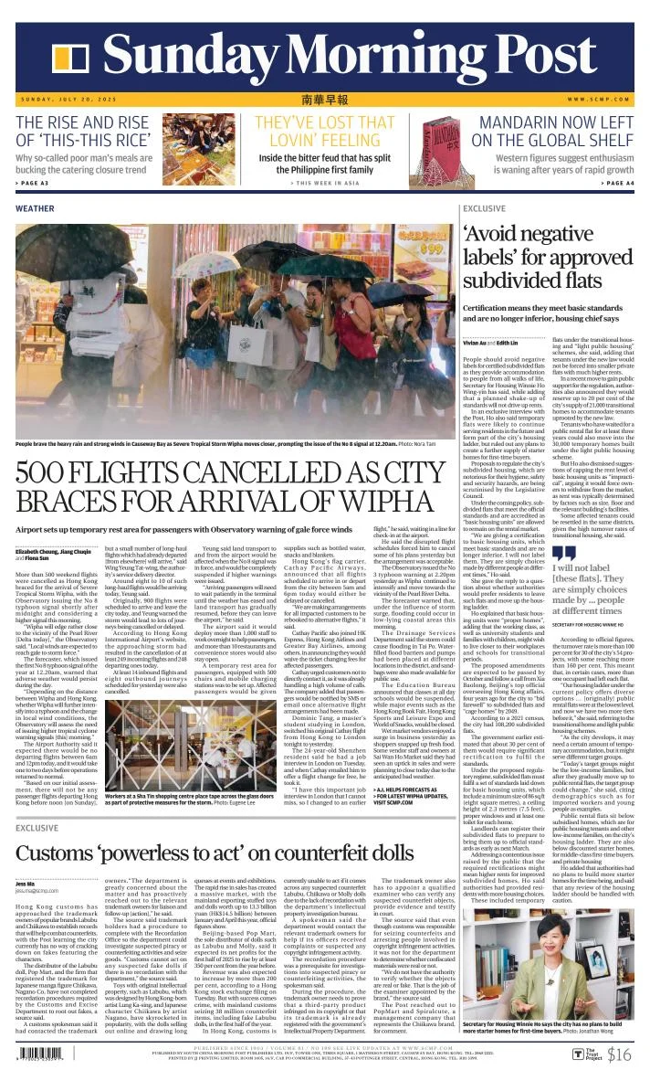 Portada de South China Morning Post