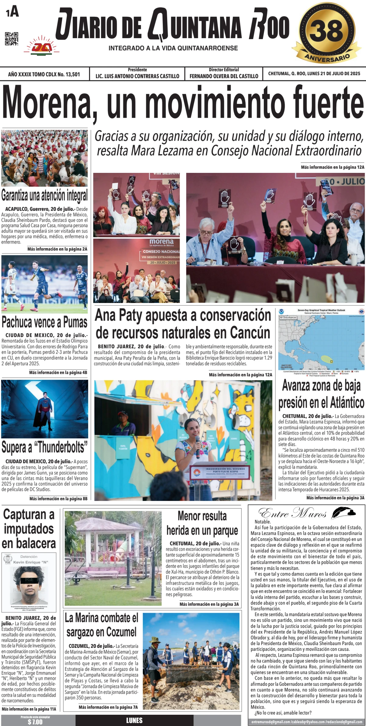 Portada de Diario de Quintana Roo (portada)