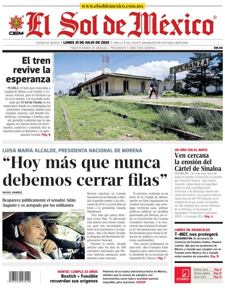 Portada de El Sol de Mexico