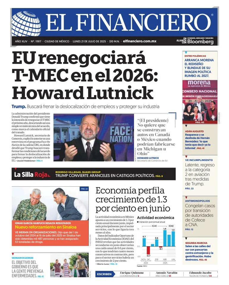 Portada de El Financiero