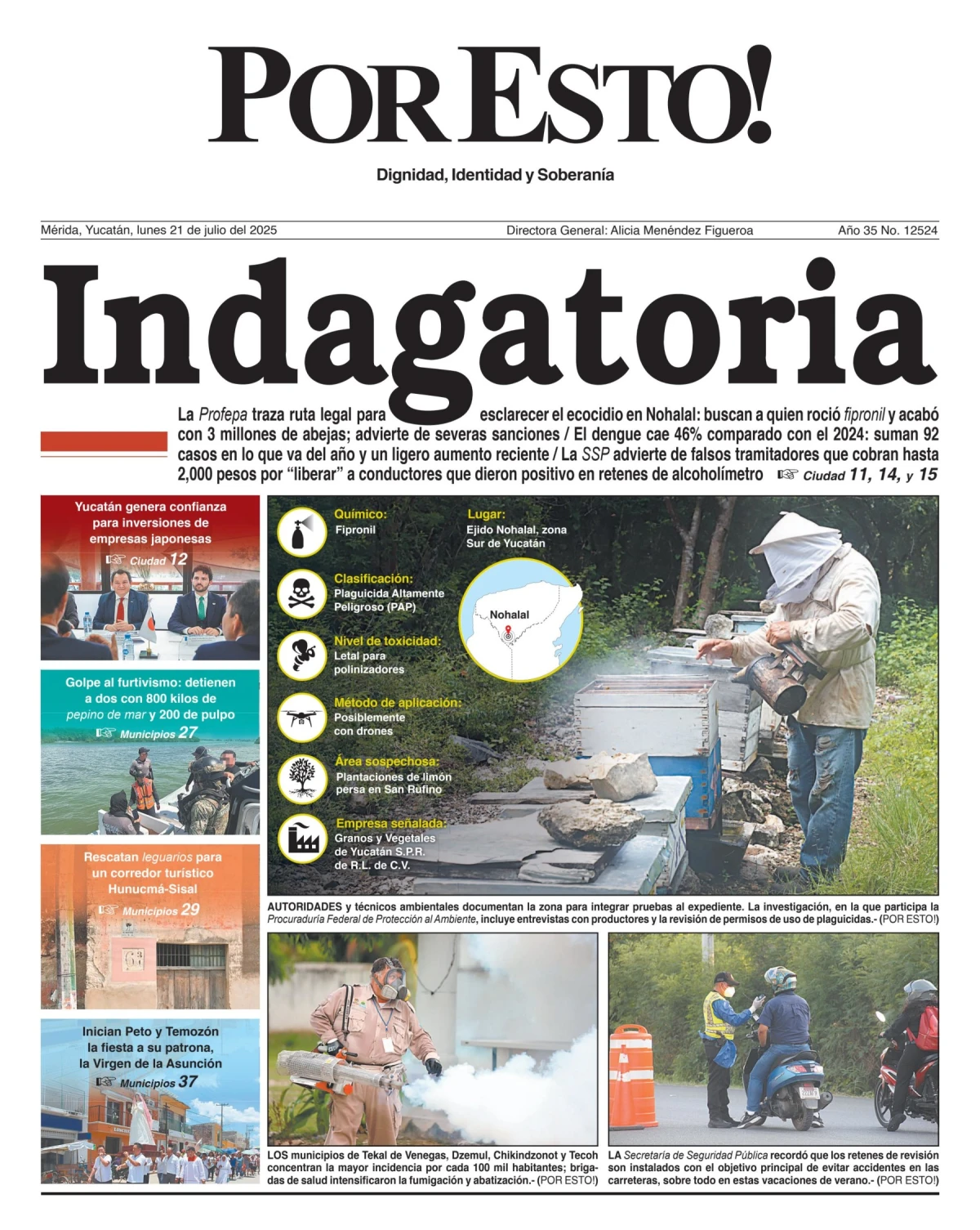 Portada de Por Esto (merida, Yucatan) del lunes, 21 de julio de 2025