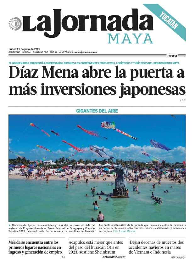 Portada de La Jornada Maya Yucatán del lunes, 21 de julio de 2025