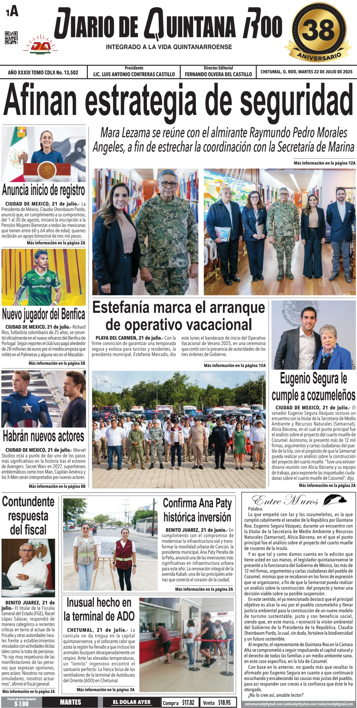 Portada de Diario de Quintana Roo (portada)