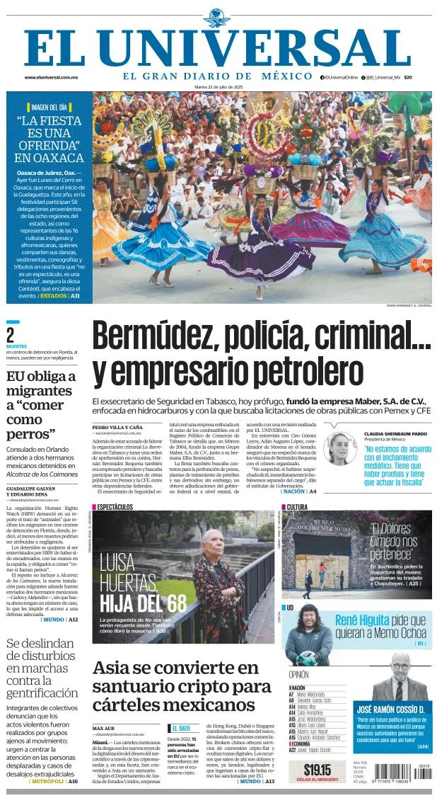Portada de El Universal