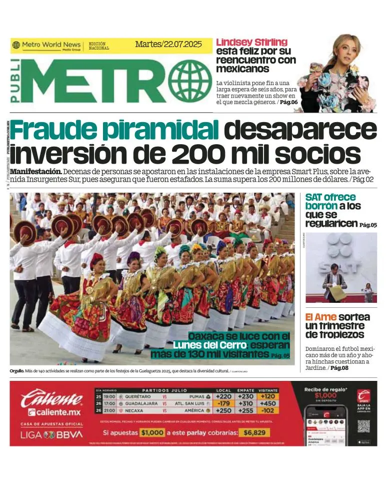 Portada de Publimetro Guadalajara del 2025-07-22