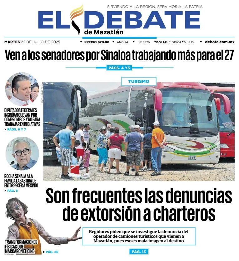 Portada de El Debate de Mazatlan del 2025-07-22