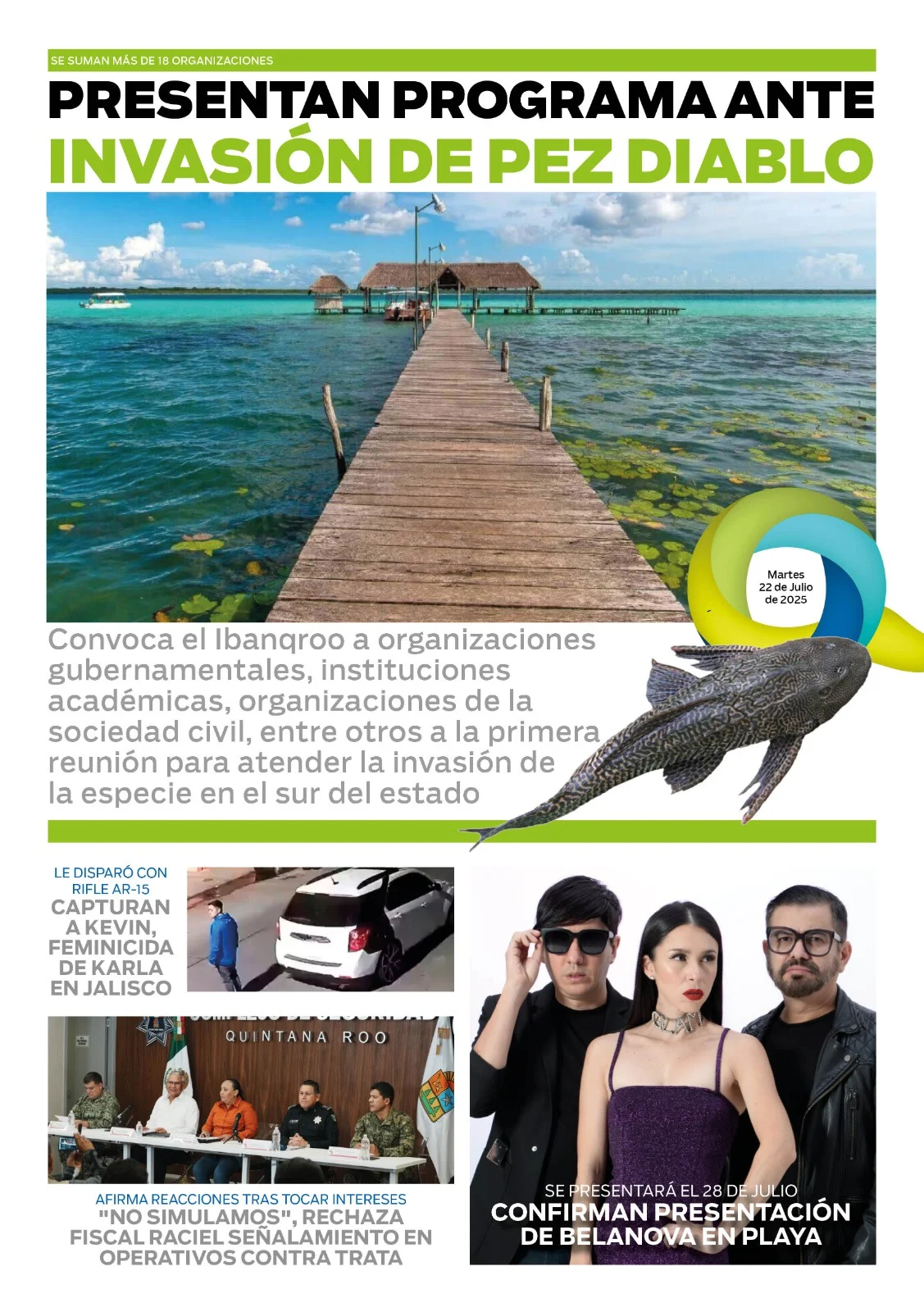 Portada de El Quintana Roo (contraportada) del martes, 22 de julio de 2025