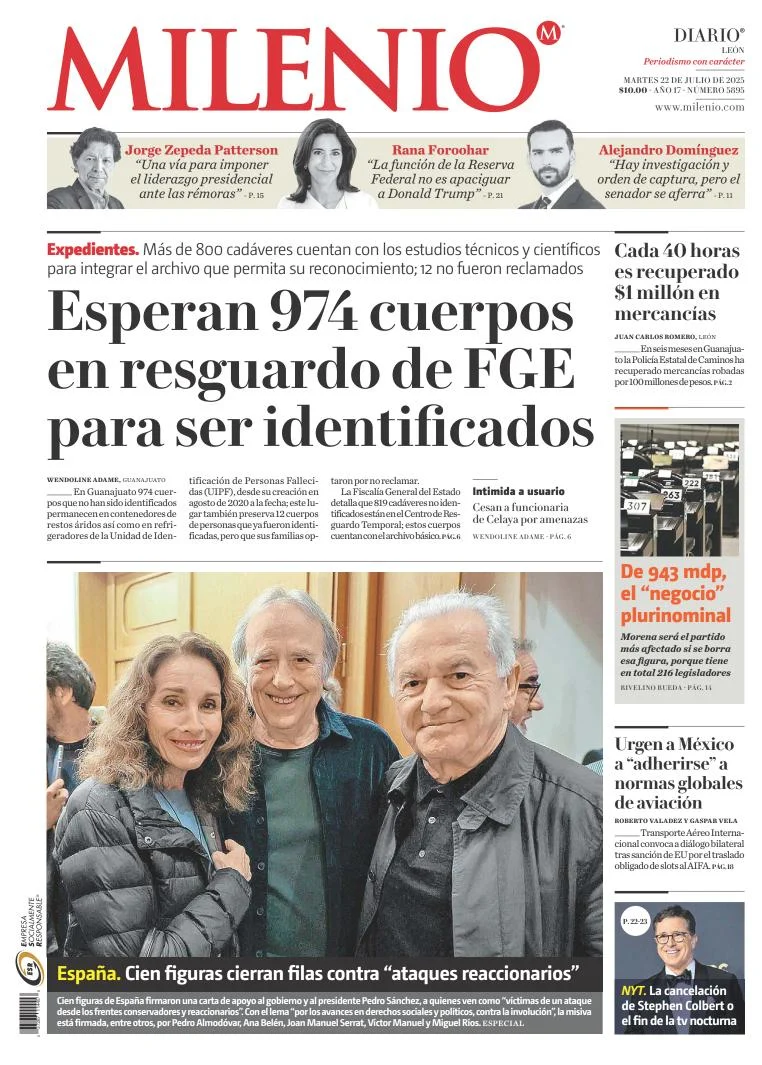 Portada de Milenio Leon del martes, 22 de julio de 2025