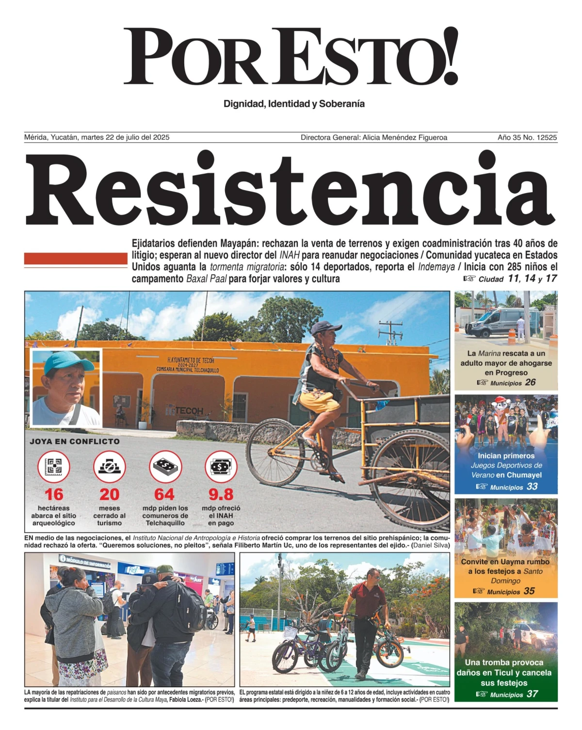 Portada de Por Esto (merida, Yucatan) del martes, 22 de julio de 2025