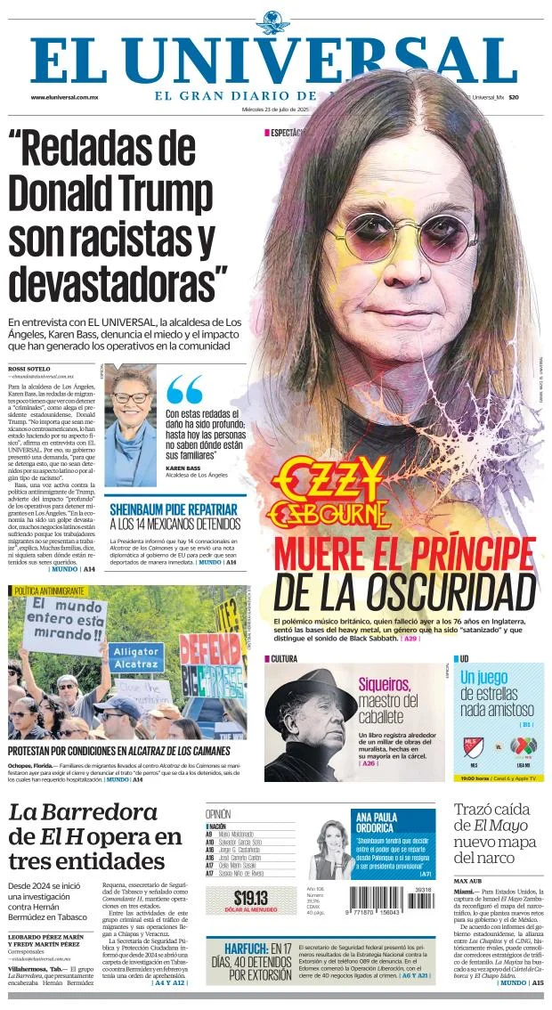 Portada de El Universal