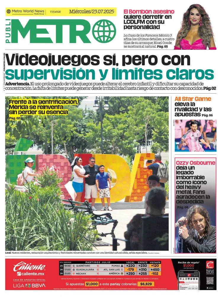 Portada de Publimetro Merida del miércoles, 23 de julio de 2025