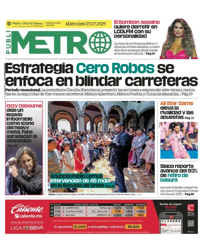 Portada de Publimetro Guadalajara del 2025-07-23