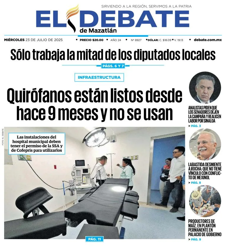 Portada de El Debate de Mazatlan del 2025-07-23