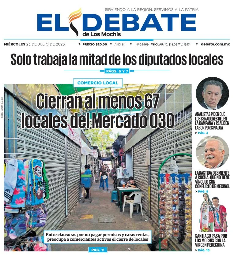 Portada de El Debate de los Mochis del 2025-07-23