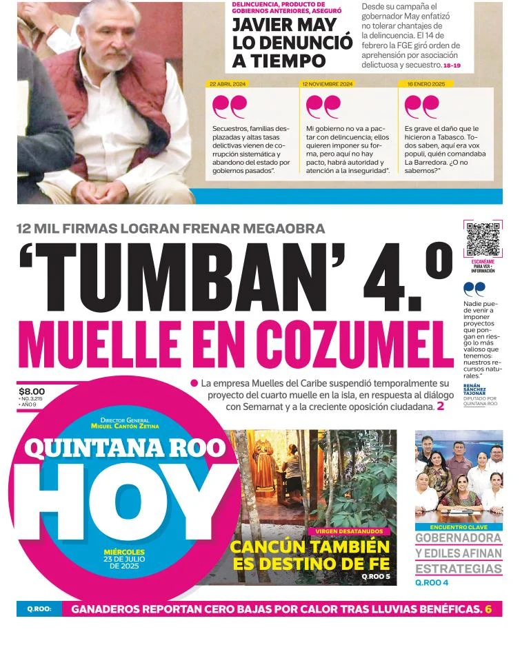 Portada de Quintana Roo Hoy del 2025-07-23