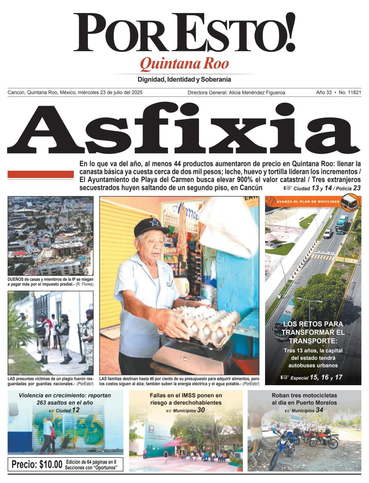 Portada de Por Esto (quintana Roo Cancun) del miércoles, 23 de julio de 2025