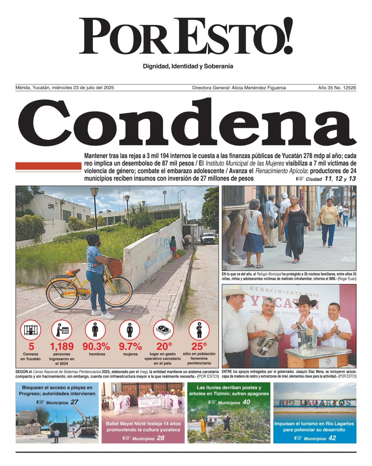 Portada de Por Esto (merida, Yucatan) del miércoles, 23 de julio de 2025