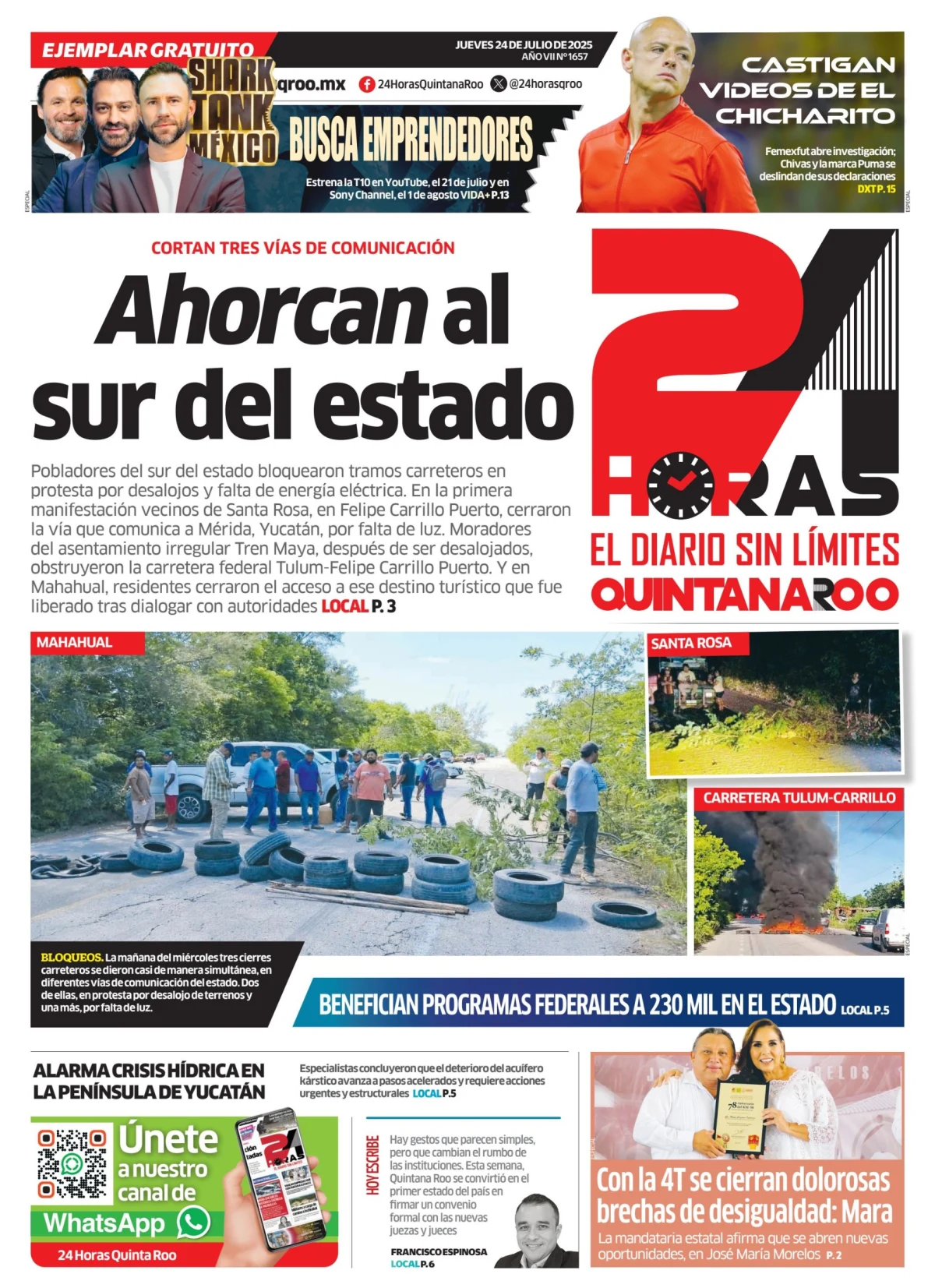 Portada de 24 Horas Quintana Roo