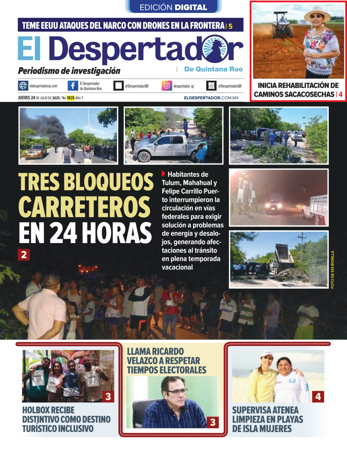 Portada de El Despertador de Quintana Roo