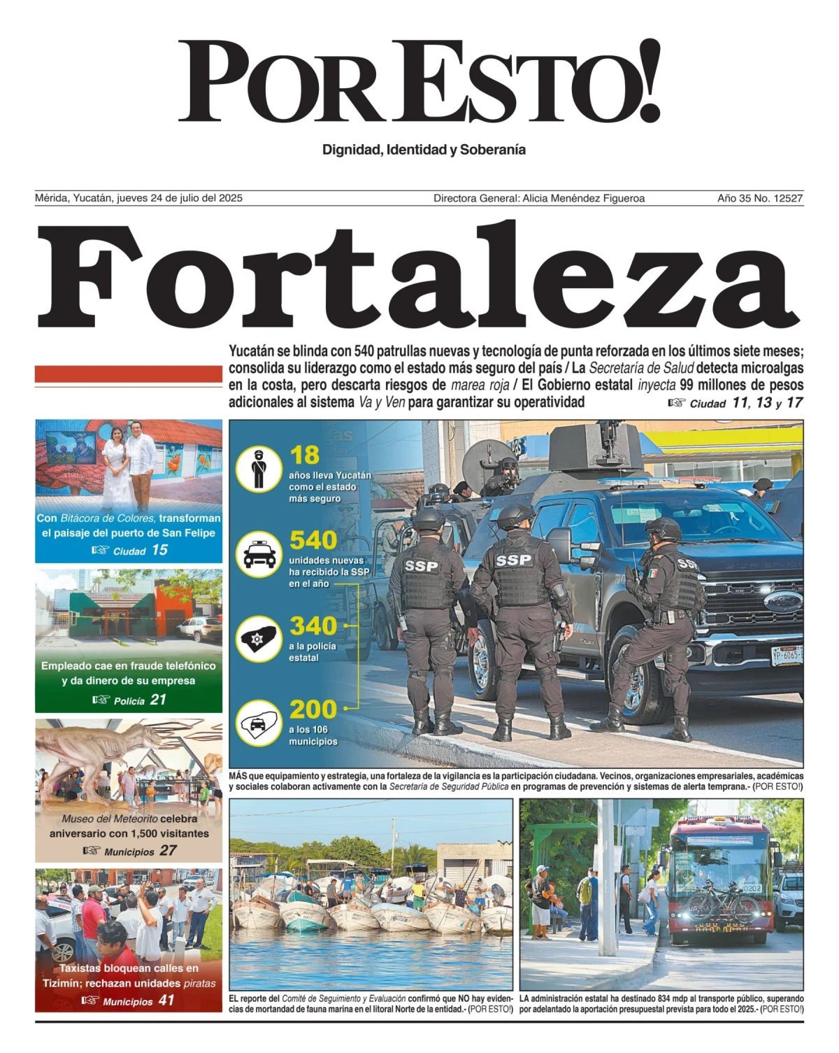Portada de Por Esto (merida, Yucatan) del jueves, 24 de julio de 2025