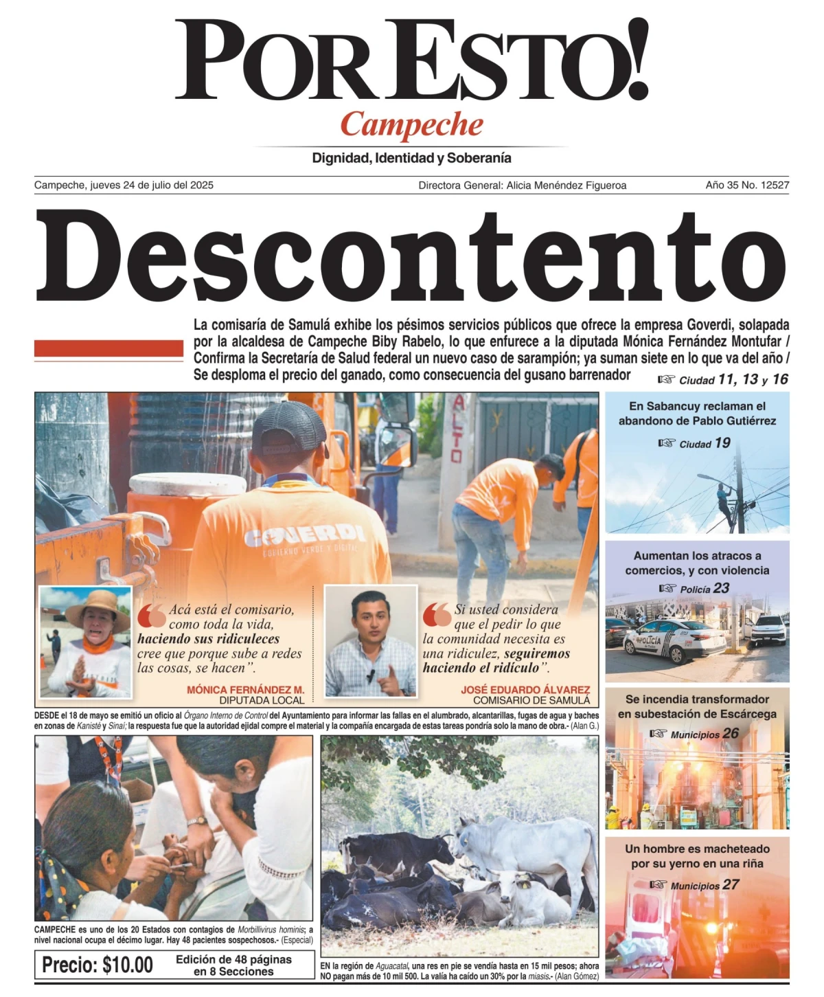 Portada de Por Esto (campeche) del jueves, 24 de julio de 2025