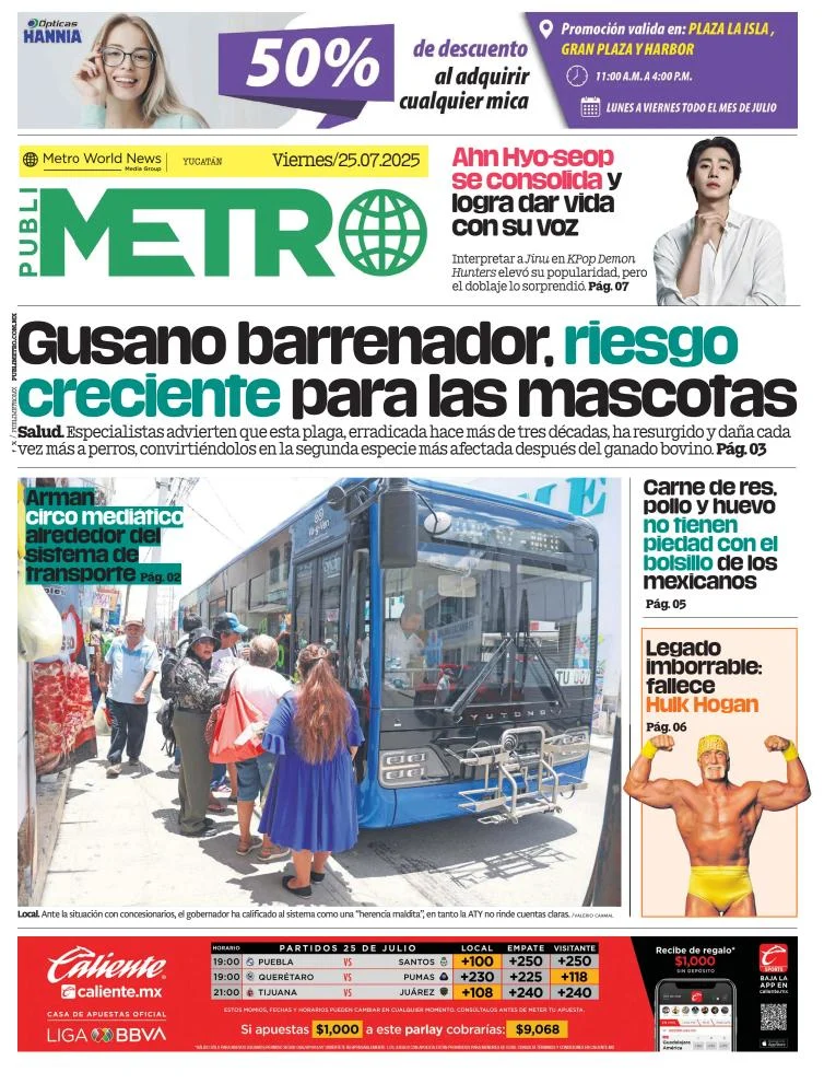 Portada de Publimetro Merida del viernes, 25 de julio de 2025