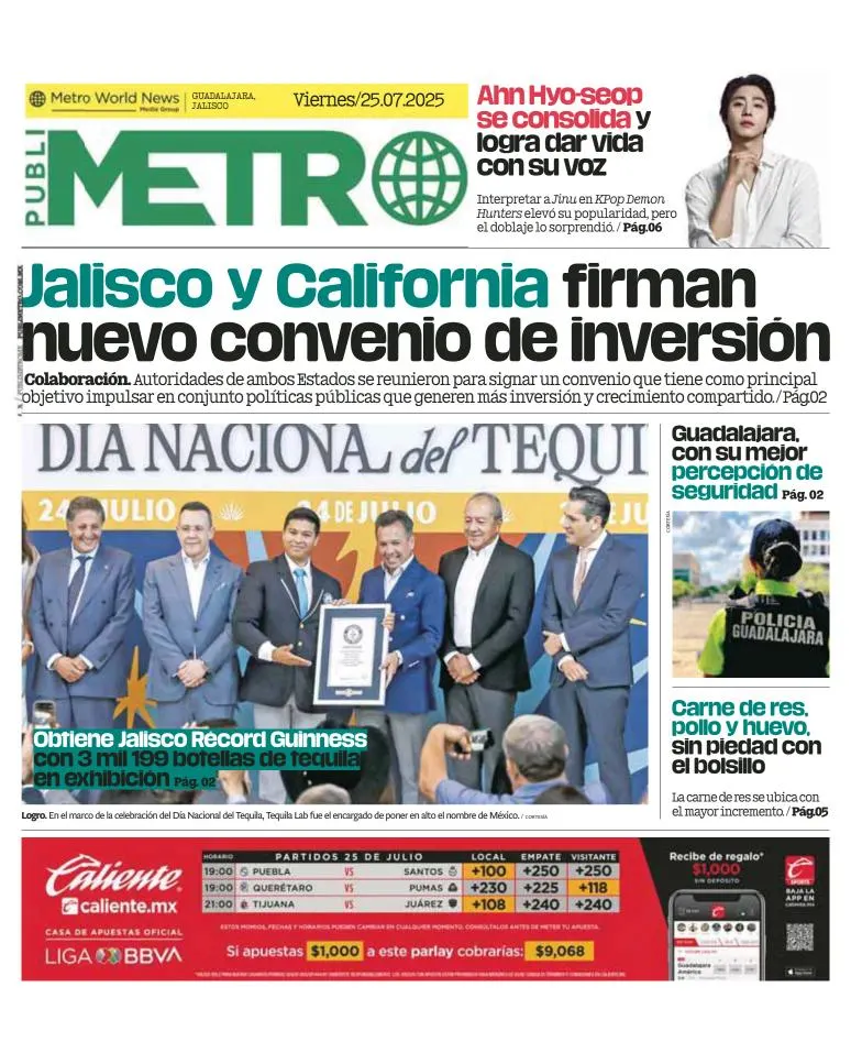 Portada de Publimetro Guadalajara del 2025-07-25
